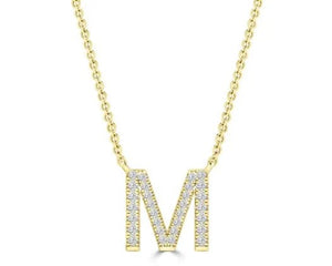 Initial Necklace - Diamond [col:yellow Gold Des:m]