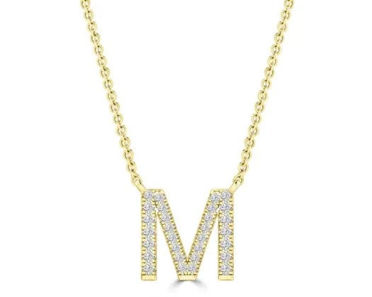 Initial Necklace - Diamond [col:yellow Gold Des:m]