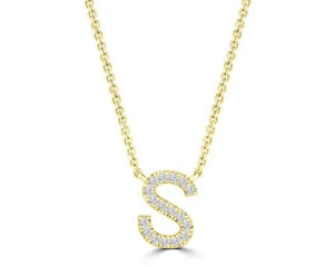 Initial Necklace - Diamond [col:yellow Gold Des:s]