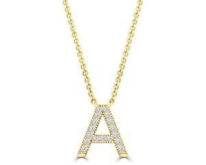 Initial Necklace - Diamond [col:yellow Gold Des:a]