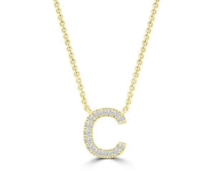 Initial Necklace - Diamond [col:yellow Gold Des:c]