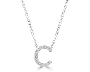 Initial Necklace - Diamond [col:white Gold Des:c]