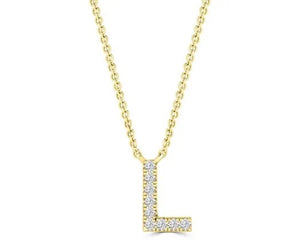 Initial Necklace - Diamond [col:yellow Gold Des:l]