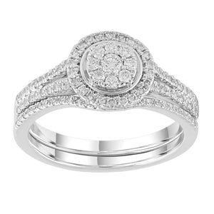 Round Cluster White Gold And Diamond Set