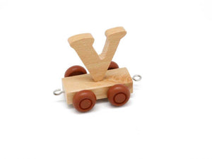 Wood Train Carriage Letter - V