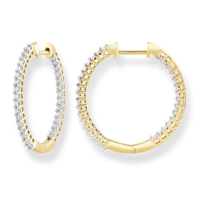 Earrings - Hoops 9k Yellow Gold And Diamond