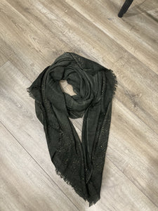 Dark Olive Sequin Thread Scarf