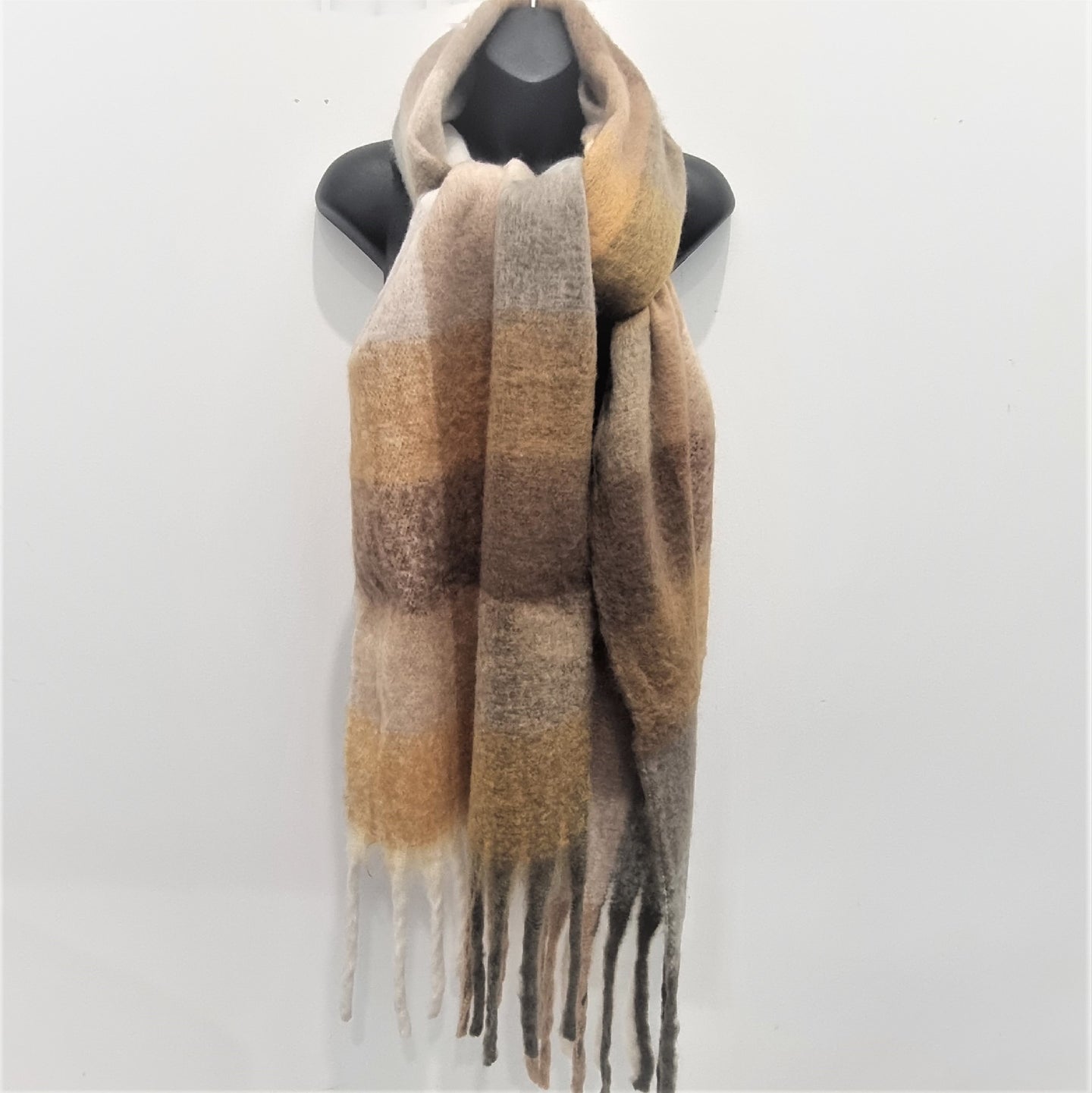 Cosy Warm Winter Scarf - Camel, Taupe And Beige