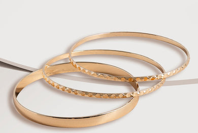 3 Piece Metal Bangle Set Gold