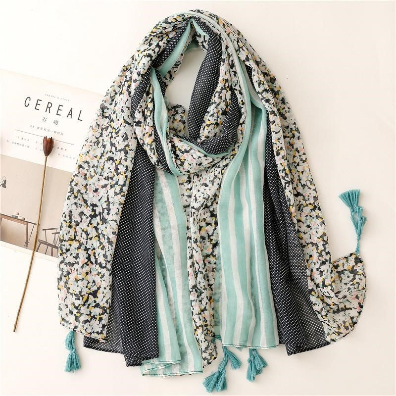 Scarf - Mint Green & Navy