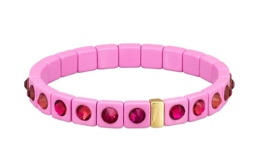 Crystal Tile Bracelet - Pink