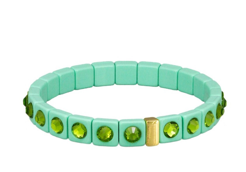 Crystal Tile Bracelet - Green