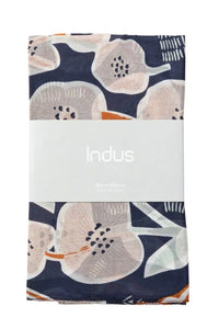 Native Hibiscus Silk Scarf Indigo/rust/natural 