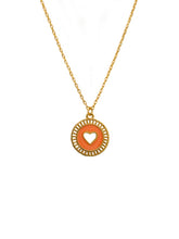 Load image into Gallery viewer, Tiger Tree - Mango Enamel Disc Heart Necklace
