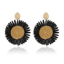 Load image into Gallery viewer, Flora Sunflower Earrings- Gold / Black 
