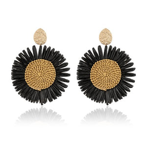 Flora Sunflower Earrings- Gold / Black 