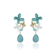 Load image into Gallery viewer, Earrings Iris Daisy Drop [col:teal]
