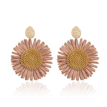 Load image into Gallery viewer, Flora Sunflower Earrings [col:gold Pink]
