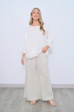 Load image into Gallery viewer, Wide Leg Linen Pant With Side Pockets - Beige [siz:small To Med]
