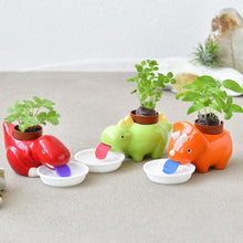 Load image into Gallery viewer, Greenzaurus Drinking Dinosaur Planters [col:red]
