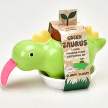 Load image into Gallery viewer, Greenzaurus Drinking Dinosaur Planters [col:green]
