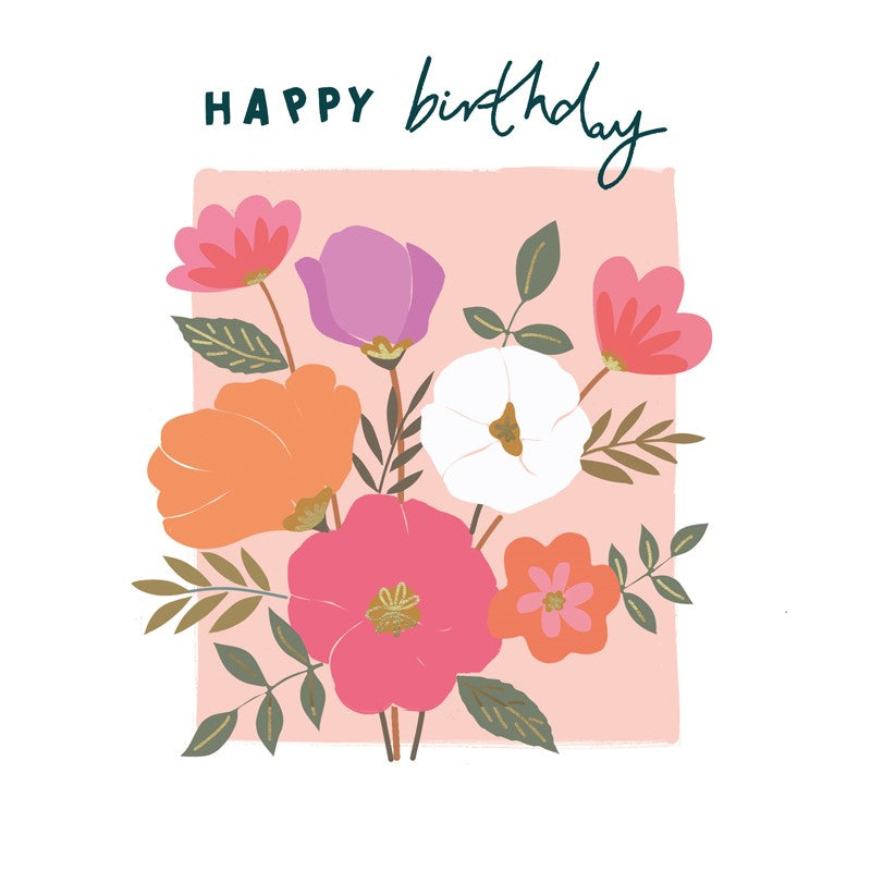 Card - Female Birthday - Flowers Pink