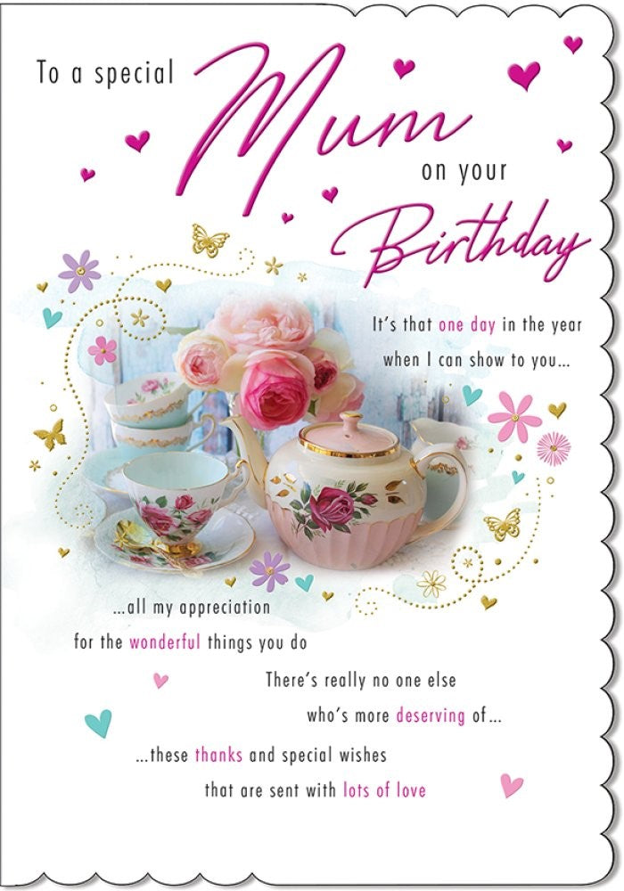 Card - To A Special Mum On Your Birthday Teapot (with Love)