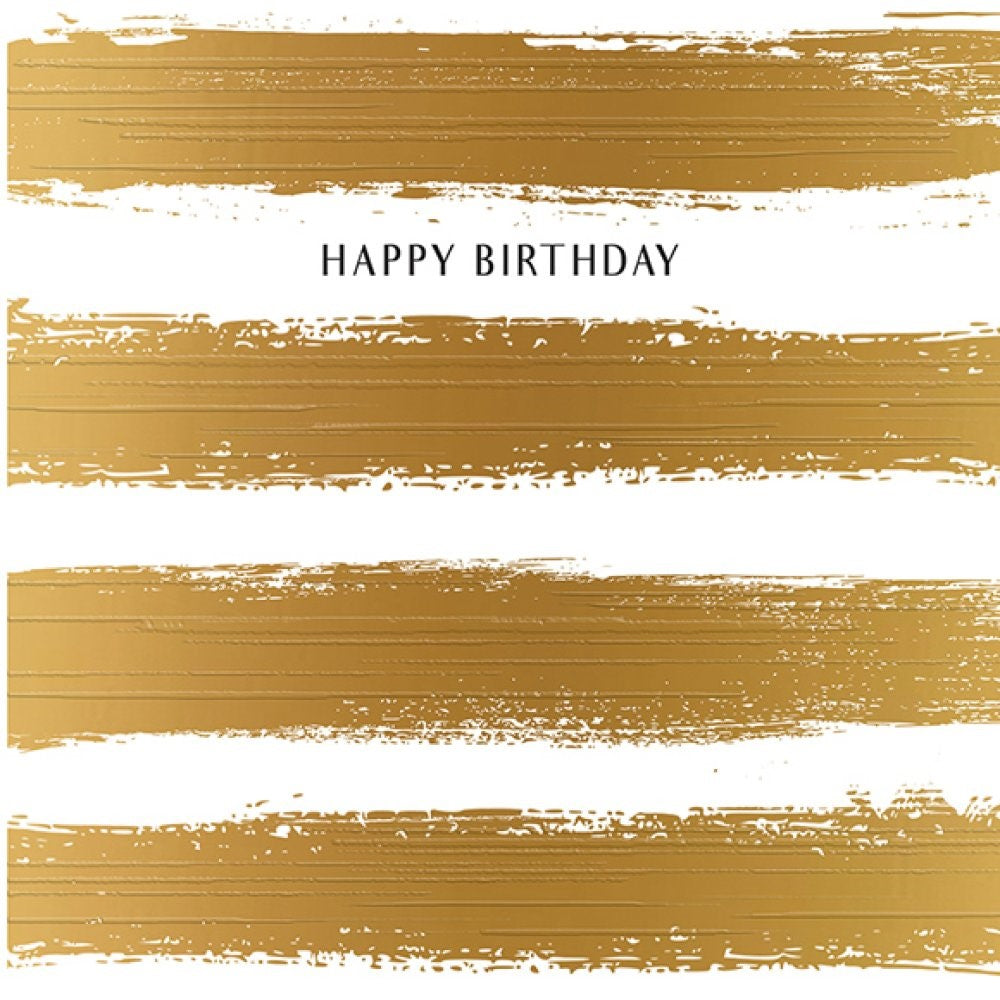 Card - Elite Collection - Happy Birthday Gold Stripes