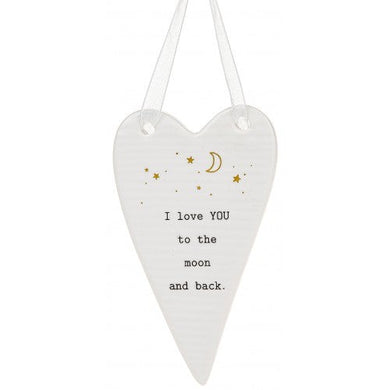 Thoughtful Words Love Moon Back Heart Plaque