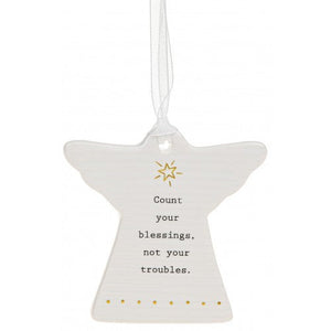 Thoughtful Words Count Your Blessings Not Your Troubles Angel Plaque