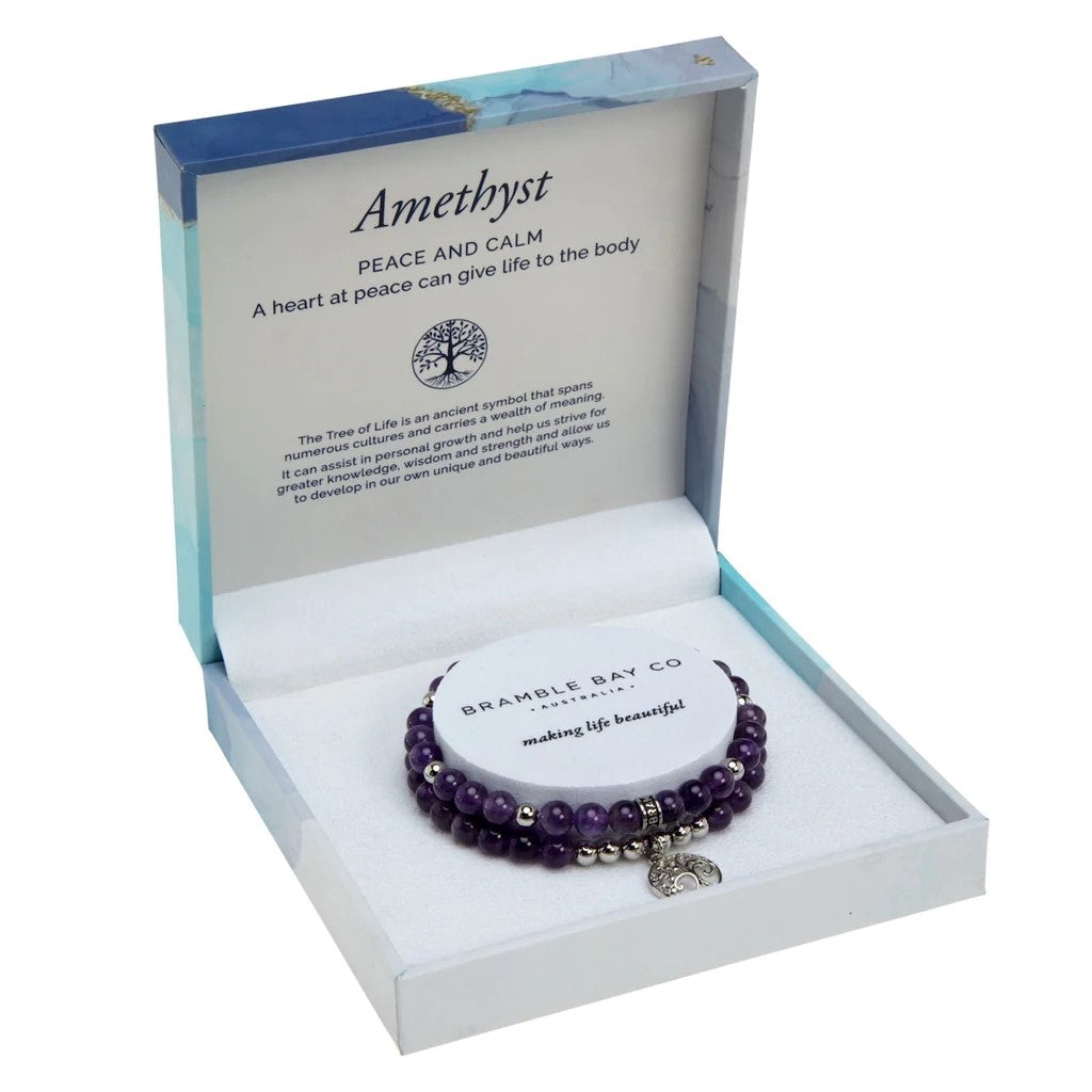 Duo Bracelet Set- Amethyst Rhodium