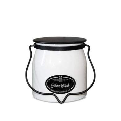 Butter Jar Candle Large Silver Birch