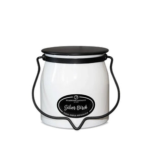 Butter Jar Candle Large Silver Birch