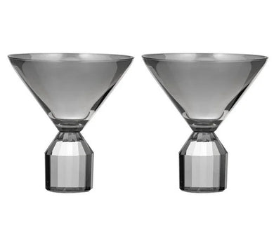 Ava Charcoal 2pk Martini Glass