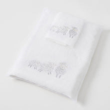 Load image into Gallery viewer, Sheep Family Bath Towel &amp; Face Washer In Organza Bag 
