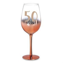 Load image into Gallery viewer, 50 Fifty Rose Gold Ombre Wine Glass
