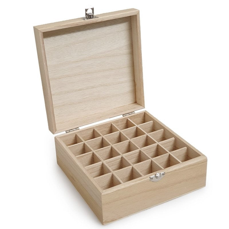 Wooden Oil Storage Box (25 Compartments)