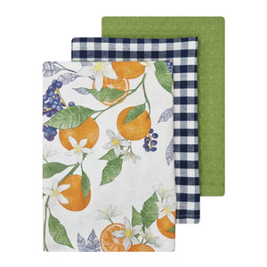 Orange 3 Pack Tea Towels White Multi 