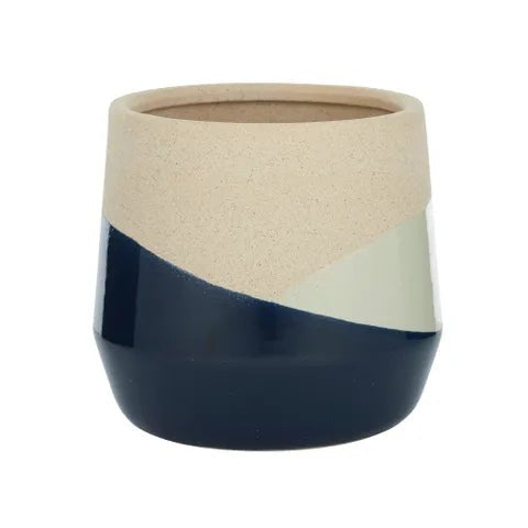 Nabil Ceramic Pot 18x17cm Natural/navy