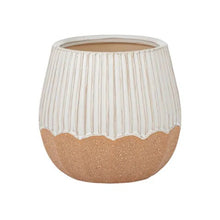 Load image into Gallery viewer, Fluted Ceramic Pot 14x13cm White/nat
