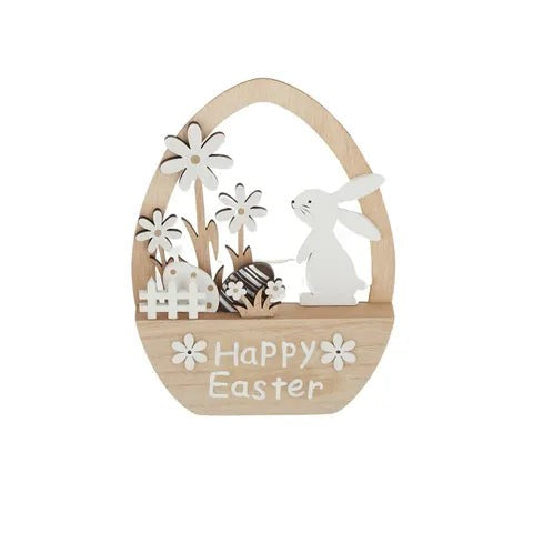 Happy Easter Deco Mdf White/natural