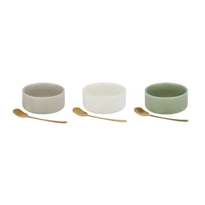 Lou S/2 Ceramic Bowl With Spoon 10x5cm 3 Asst