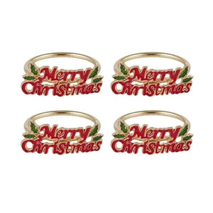 Christmas Napkin Ring Set Of 4