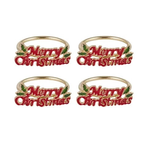 Christmas Napkin Ring Set Of 4