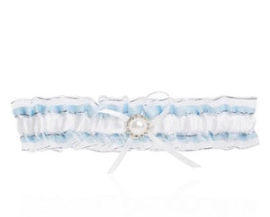 Wedding Garter - Blue Diamante & Pearl