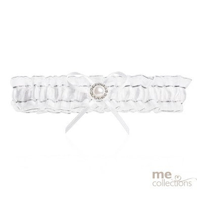 Wedding Charm - Garter With Diamante Rounded Buckle White