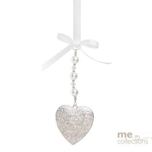 Wedding Charm - Heart Drop With Diamante/beads In Silver