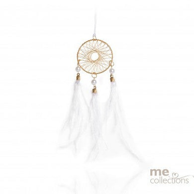 Delicate Dream Catcher With Pearl And Feathers Gold