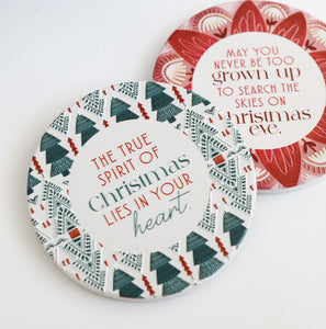 Christmas Heart Ceramic Coaster 