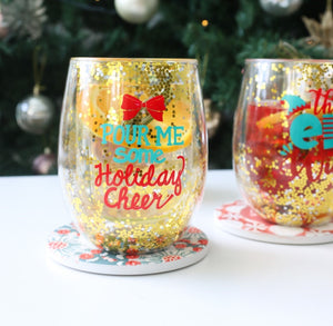 Chrisrmas Cheers Stemless Glass 